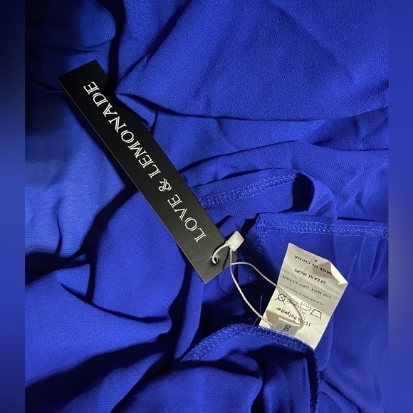 𝅺NWT- LOVE LEMONADE Plunging Neck Belted Sheer Chiffon Dress/Coverup - Picture 5 of 5